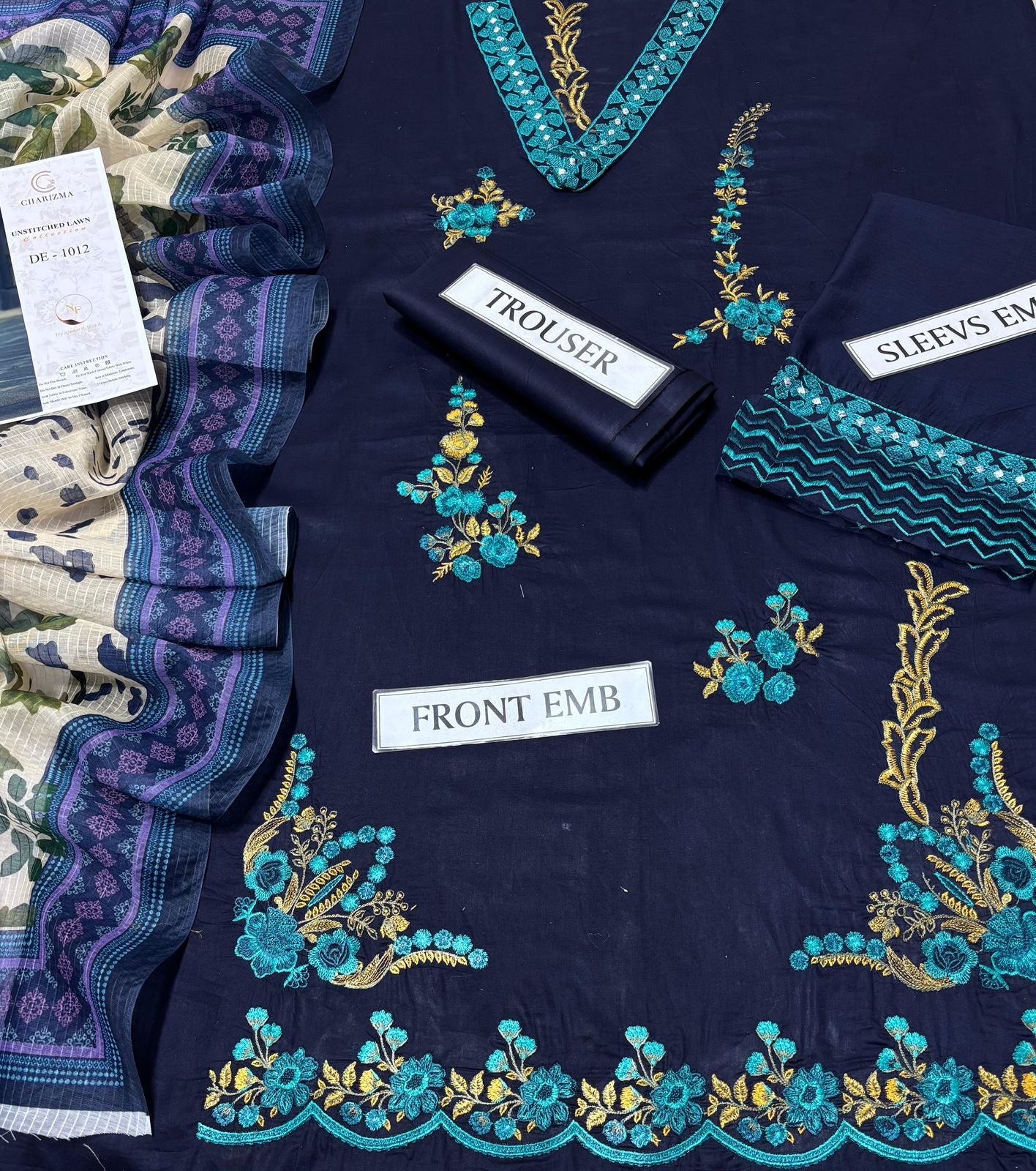 CHIRZMA MOST DEMANDING ARTICAL LAWN EMBROIDERD UNSTICH 3PC (WA-7890)