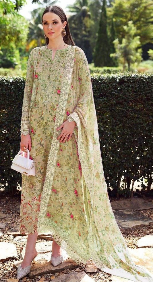 ZAINAB CHOTANI APLIC WORK LINEN UNSTICH 3pc(WA-455)