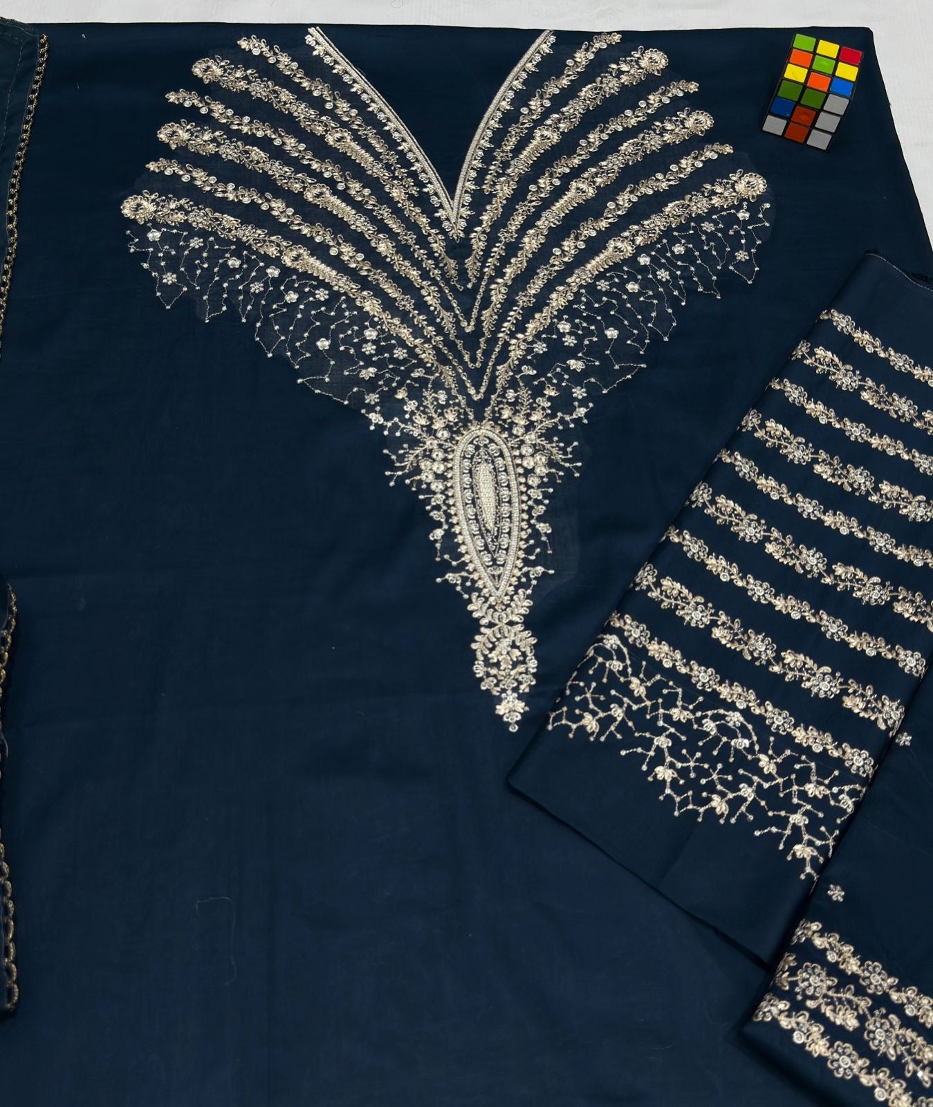 JAZMIN EMBROIDERD LAWN UNSTICH 3PC (NEAVY BLU)