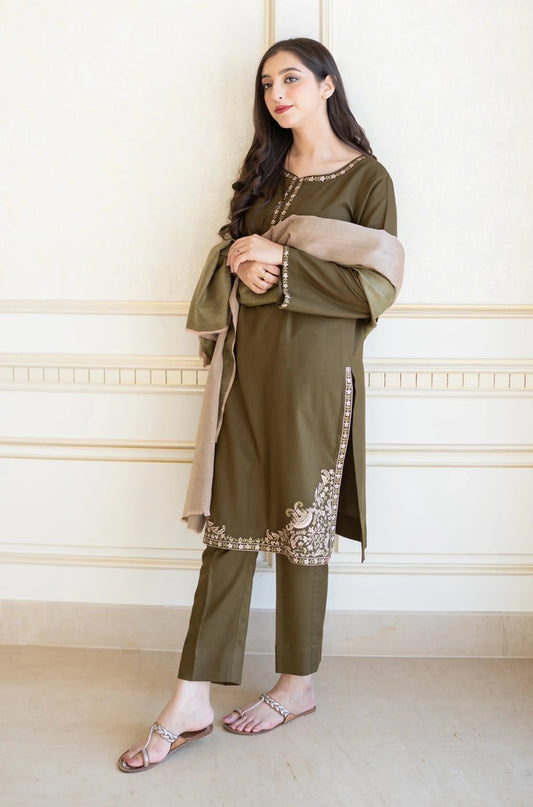 ASLING DHANAK EMBROIDERD UNSTICH 3pc (WA-722)