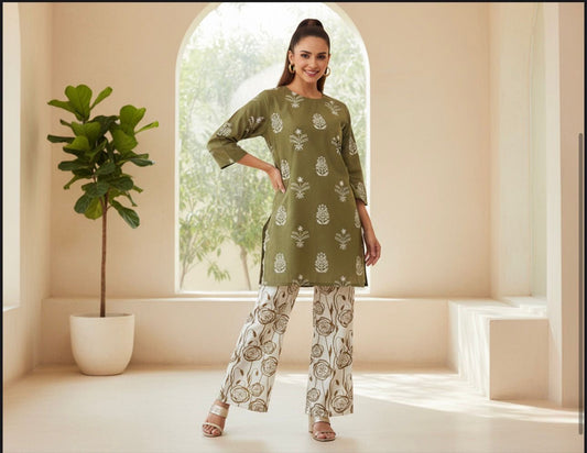 SHANAYA 2PC KHADDAR CORD-SET (GREEN)