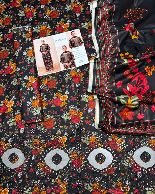 MARIA B APLIC WORK LINEN UNSTICH 3pc(WA-588)