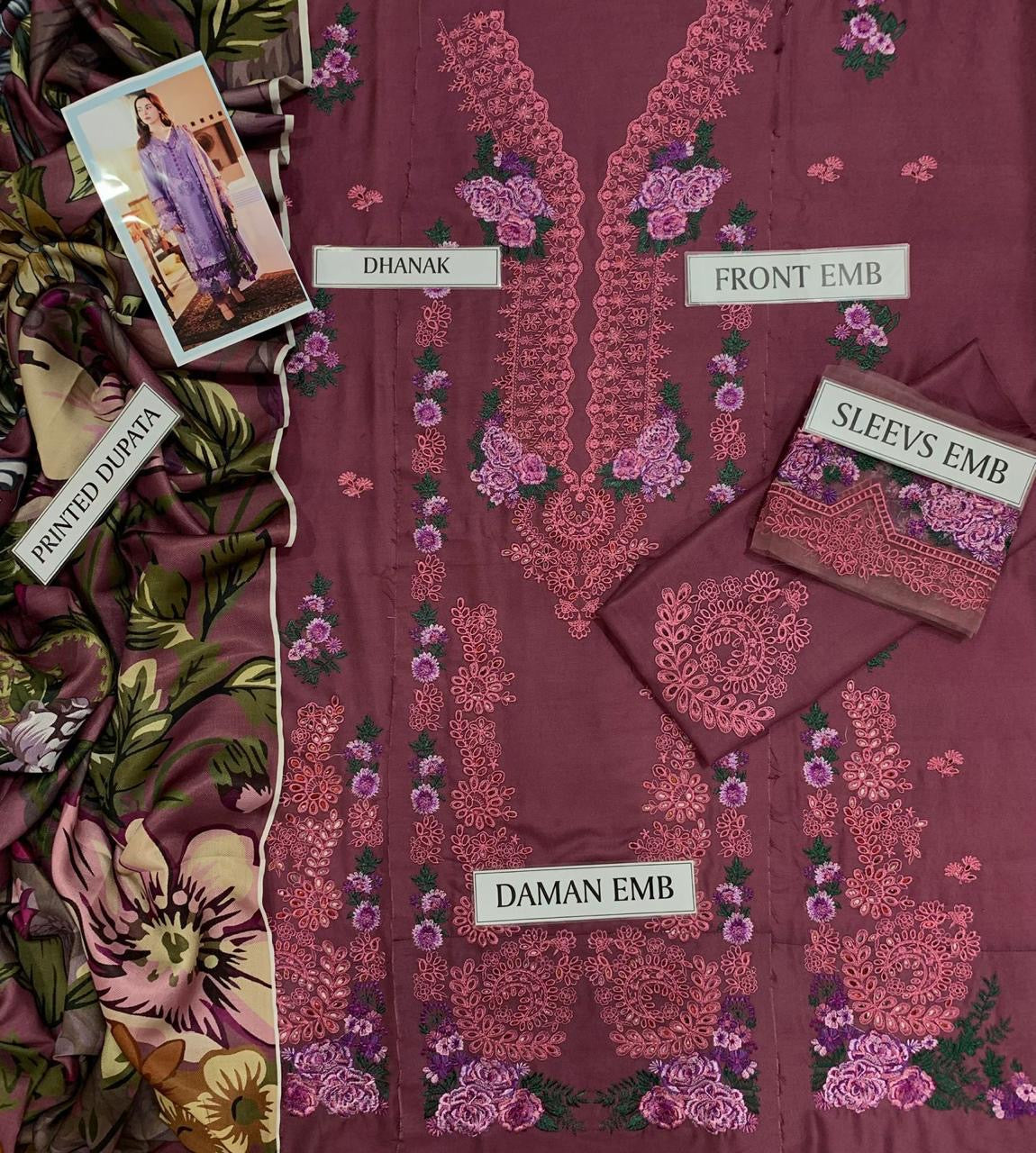 JADE DHANK EMBROIDERD UNSTICH 3pc(WA-645)