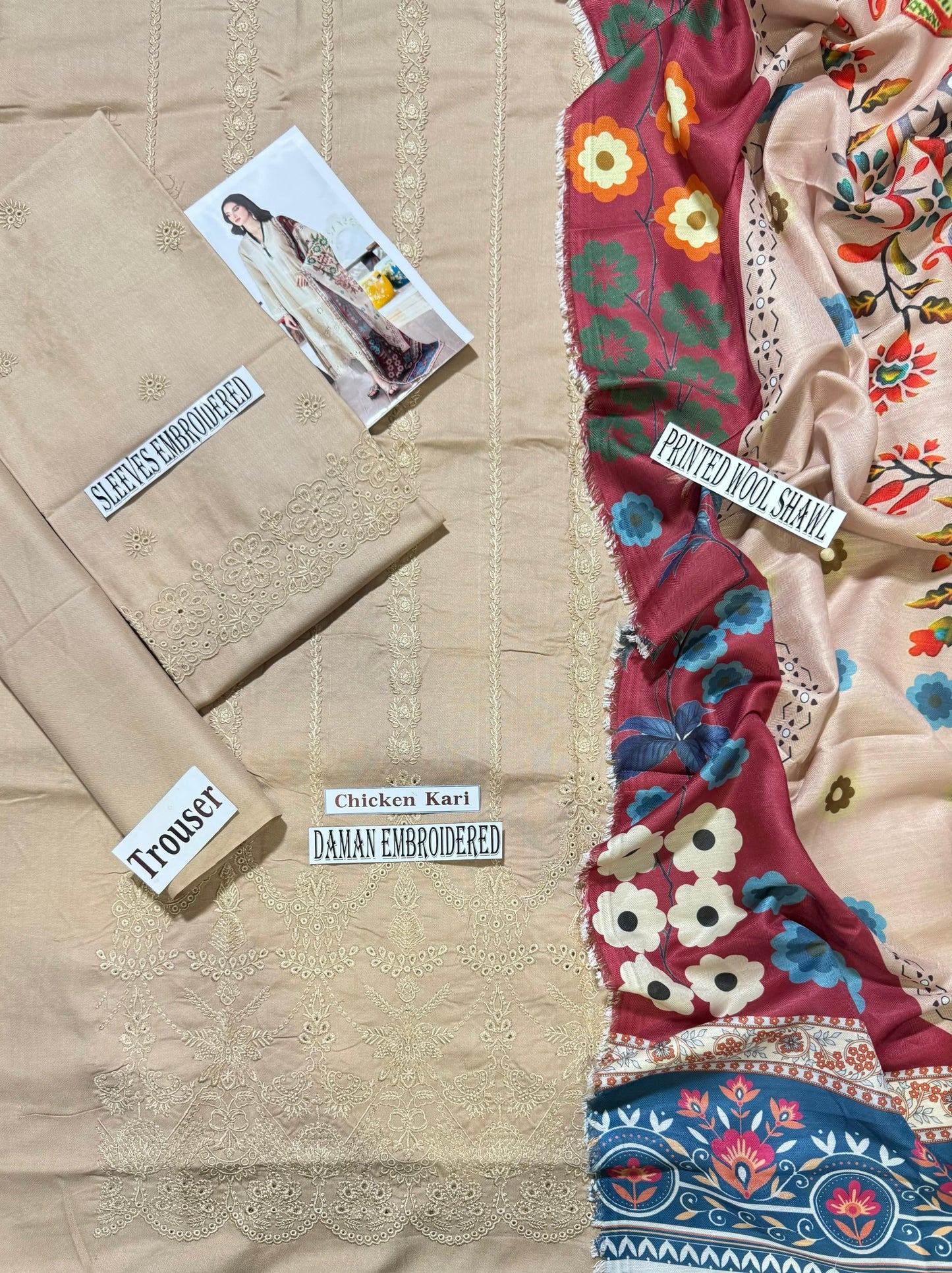 MARIA B DHANK EMBROIDERD UNSTICH 3pc (WA-390)