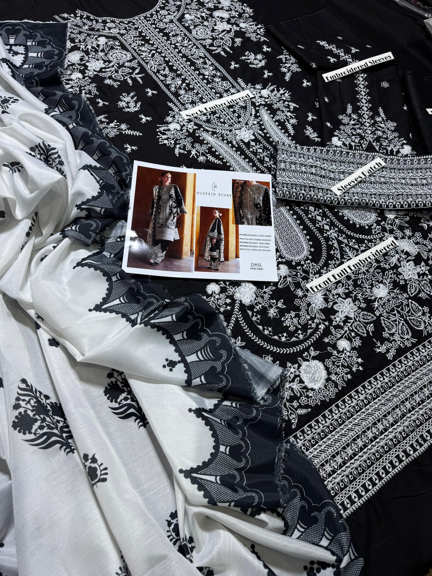 HUSSAIN REHAR EMBROIDERD LAWN UNSTICH 3PC (WA-8934)