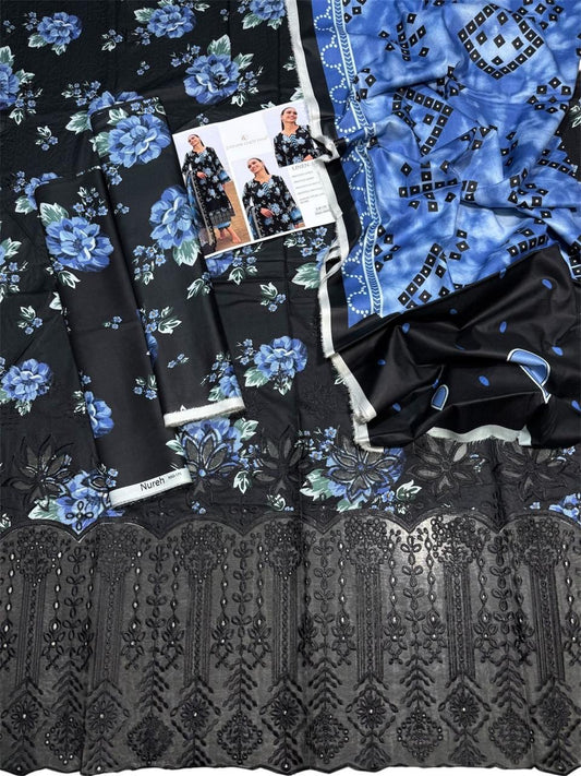 ZAINAB CHOTANI LUXE DAMAN LASER KARI LINEN UNSTICH 3pc(WA-456)