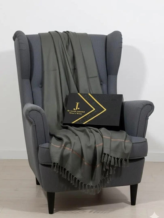 J. PREMIUM MEN,S’ SHAWL WHITH J. BOX DARK GREY(WA-490)