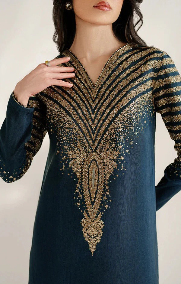 JAZMIN EMBROIDERD LAWN UNSTICH 3PC (NEAVY BLU)