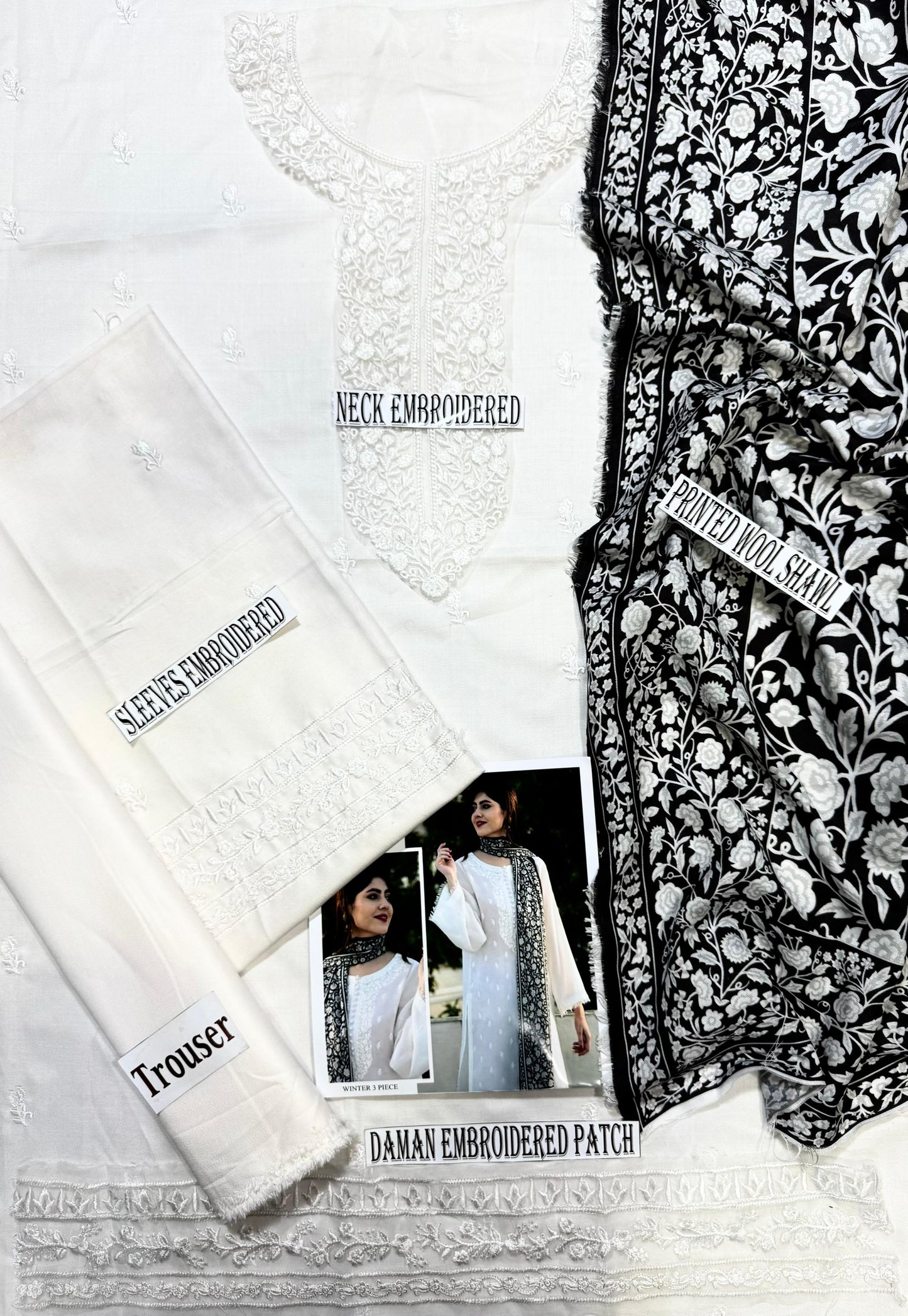 MUSHQ DHANK EMBROIDERD UNSTICH 3pc(WA-980)