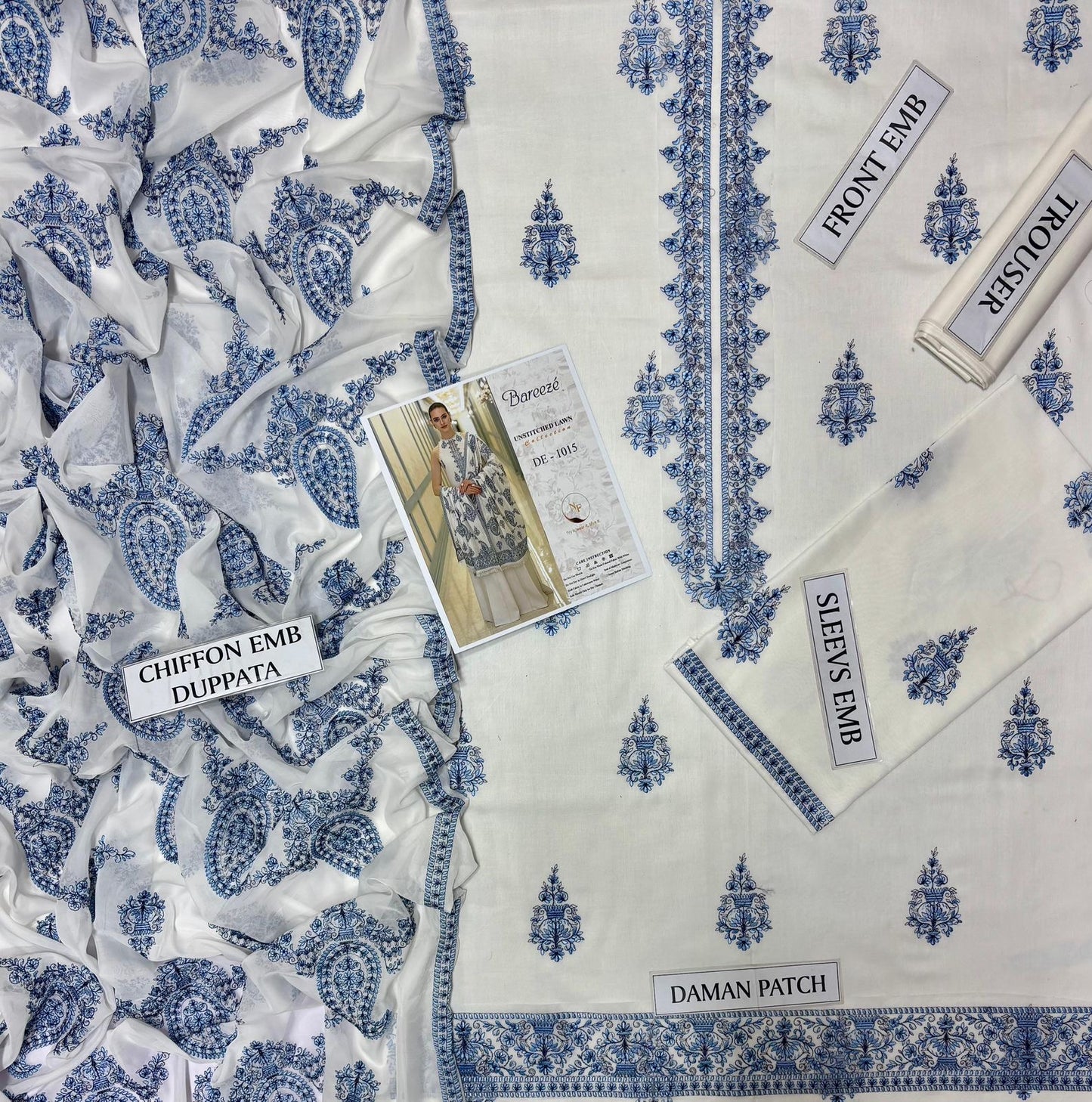 MOST DEMANDING ARTICAL BAREEZE EMBROIDERD LAWN UNSTICH 3PC (WA-780)